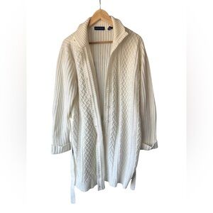 Karen Scott Cream Cable Knit Button-Front Cardigan